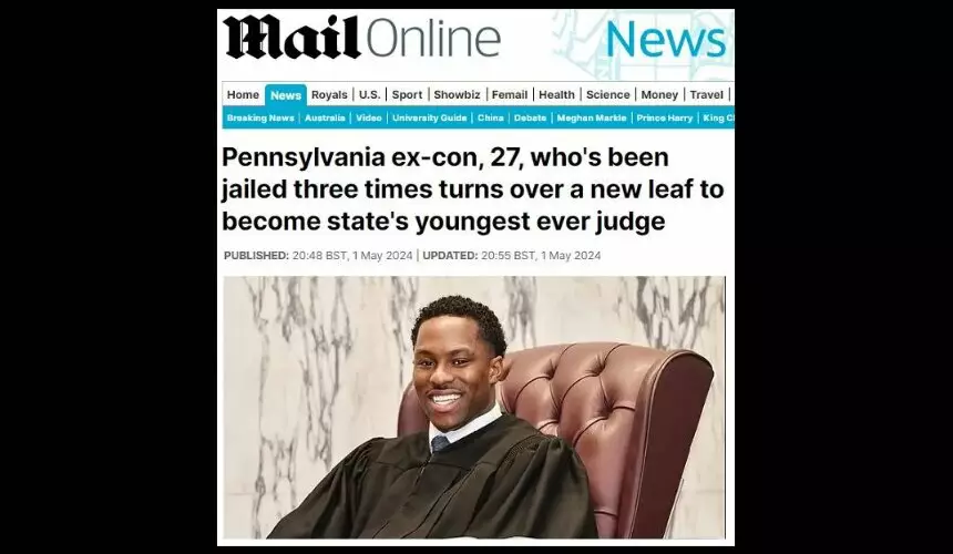 Бывший уголовник, три раза сидевший в тюрьме, стал самым молодым окружным судьей в Пенсильвании